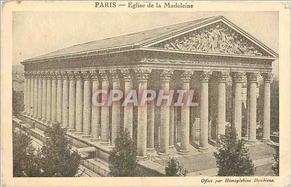 PARIS — Igreja da Madeleine — Oferta de Hémoglobine Deschiens - Frente