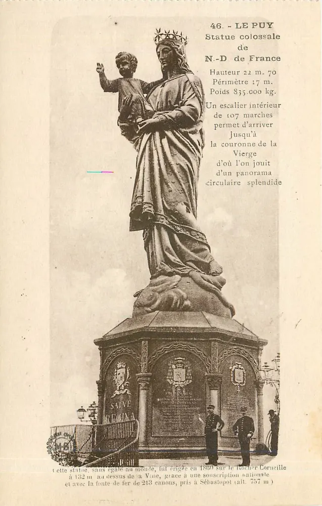 Le Puy - Statue colossale de N.-D. de France — Éditeur : Editions d'Art WANDERIT, n° 46 - Recto