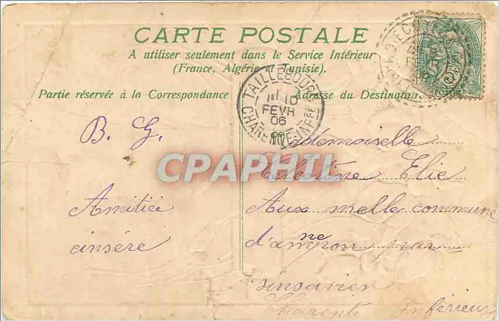 Flores azuis — Não me esqueça — Carta postal interior - Verso