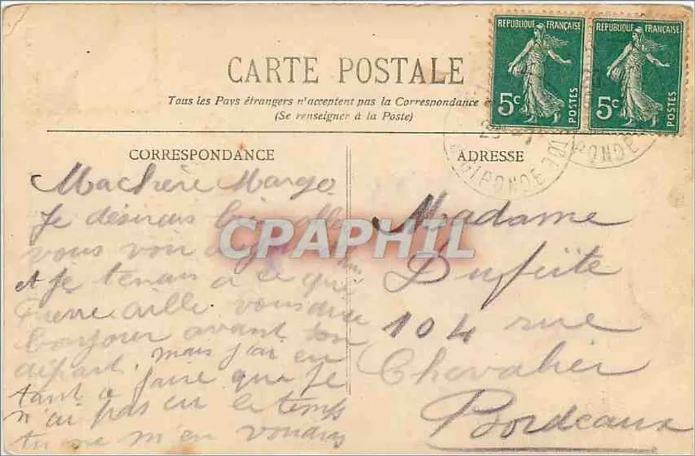 Bordeaux — Le Monument des Girondins (Côté Nord) — BR - 626 - Verso