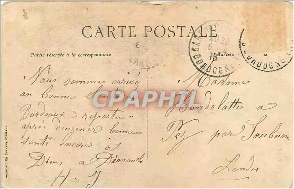 Bordeaux — Monument dos Girondinos — C.B. - Verso