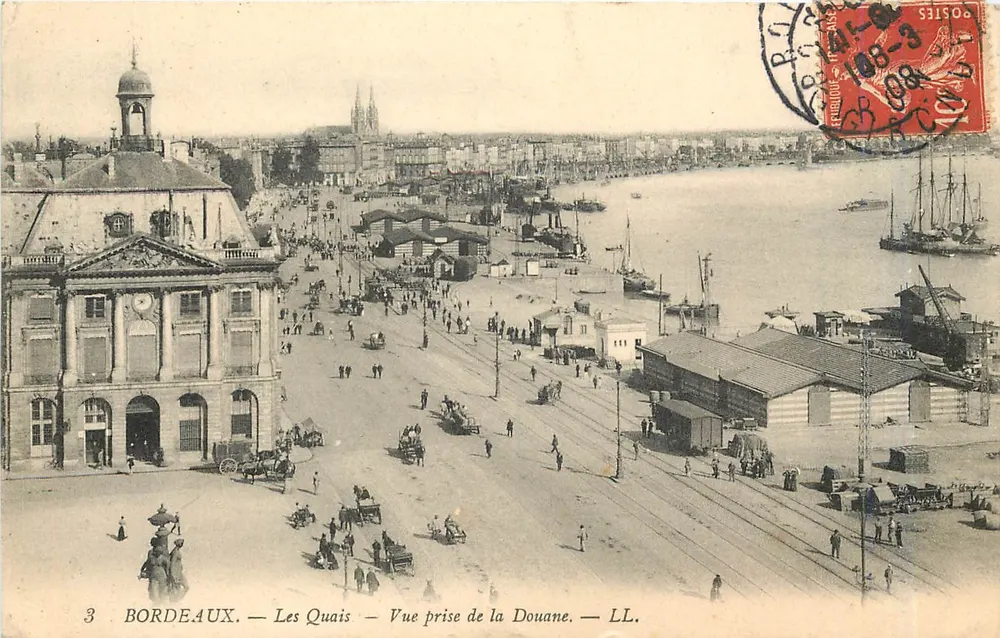 Bordeaux — Les Quais — Vue prise de la Douane — LL. - Recto