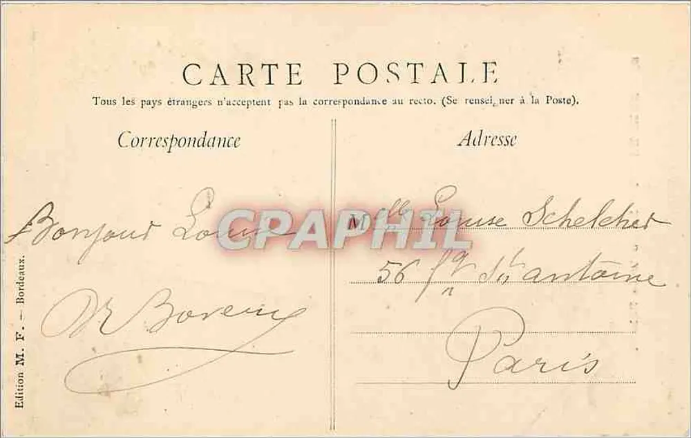 Bordeaux — A Porta do Palácio — Edição M. F. — n°8 - Verso