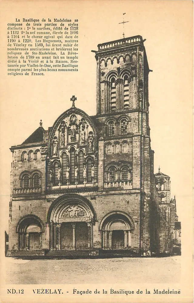 Vézelay - Fachada da Basílica da Madeleine — N°12 - Frente
