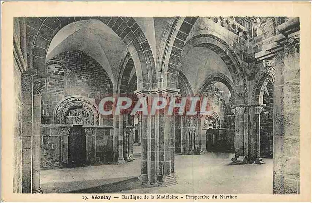 Vézelay — Basilique de la Madeleine — Perspective du Narthex - Recto