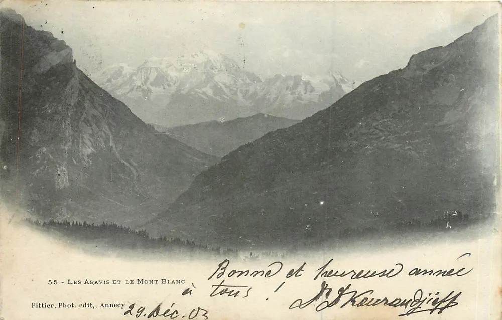 Les Aravis e o Monte Branco — Pittier, Fot. édit., Annecy, n°55 - Frente