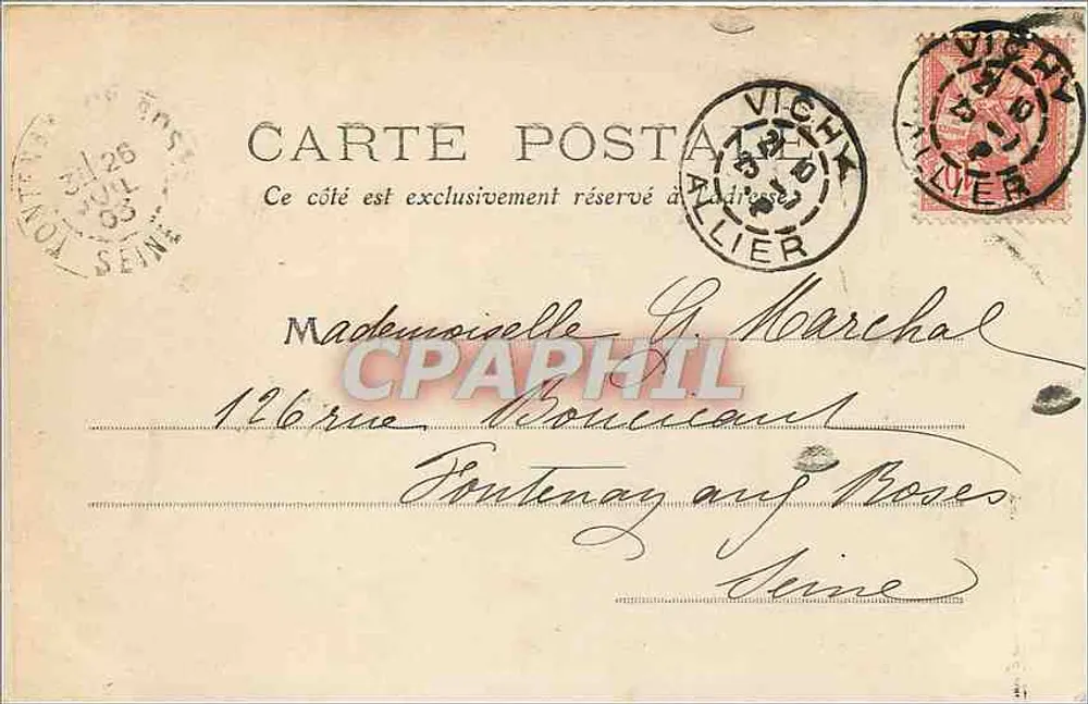 Vichy — Place Victor-Hugo — D'Erville, uitgever, n° 25 - Achterkant