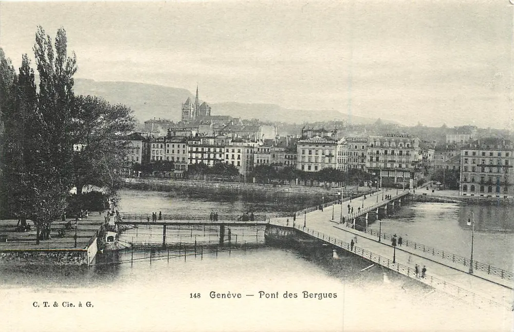 Genève — Pont des Bergues — C.T. & Cie, à G. - Frente