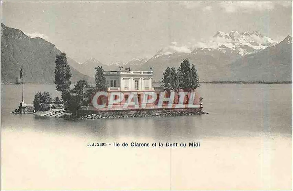 Isla de Clarens y la Dent du Midi — J.J. 2999 — editor Jullion Frères, Ginebra - Anverso