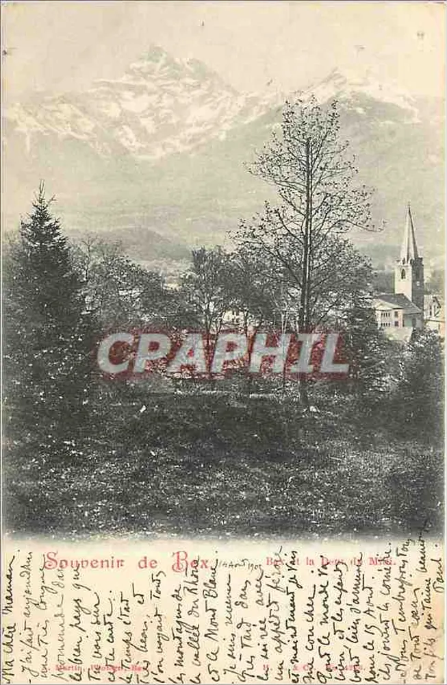 Bex — Mont-Blanc — Herinnering aan Bex, 1907 — uitgever niet zichtbaar - Voorkant