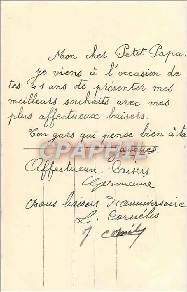 Criança segurando um buquê — Feliz Aniversário — A. TOYER n°13148 - Verso