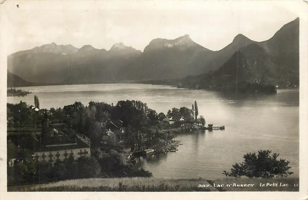 Lago de Annecy — O Pequeno Lago — editor Lévy et Neurdein, n° 397 - Frente
