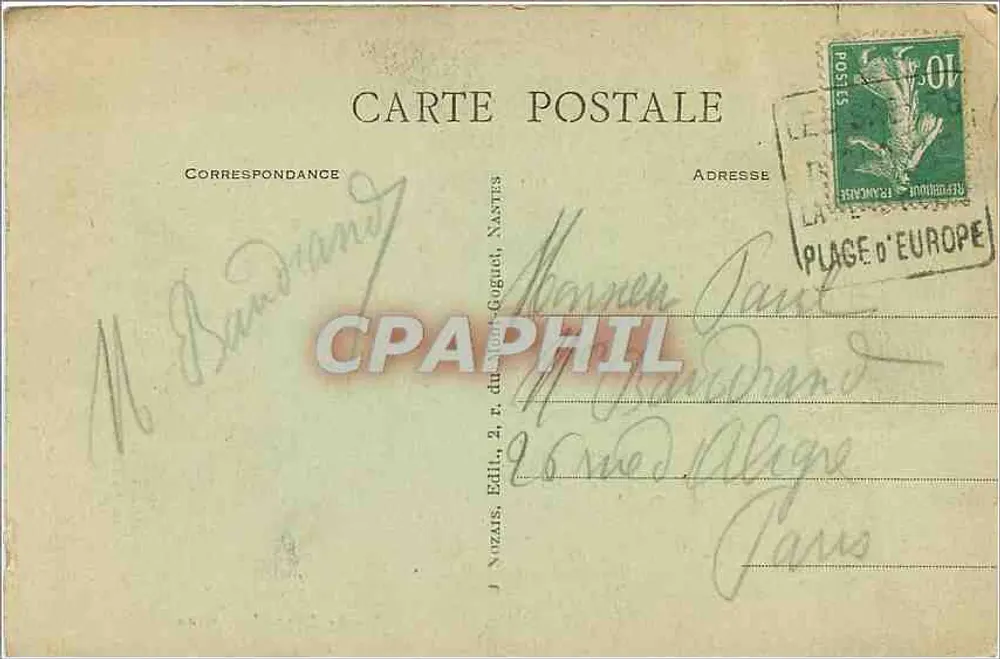 Les Sables-d'Olonne - La Tour d'Arundel — éditeur J. Nozais, n° 38 - Verso