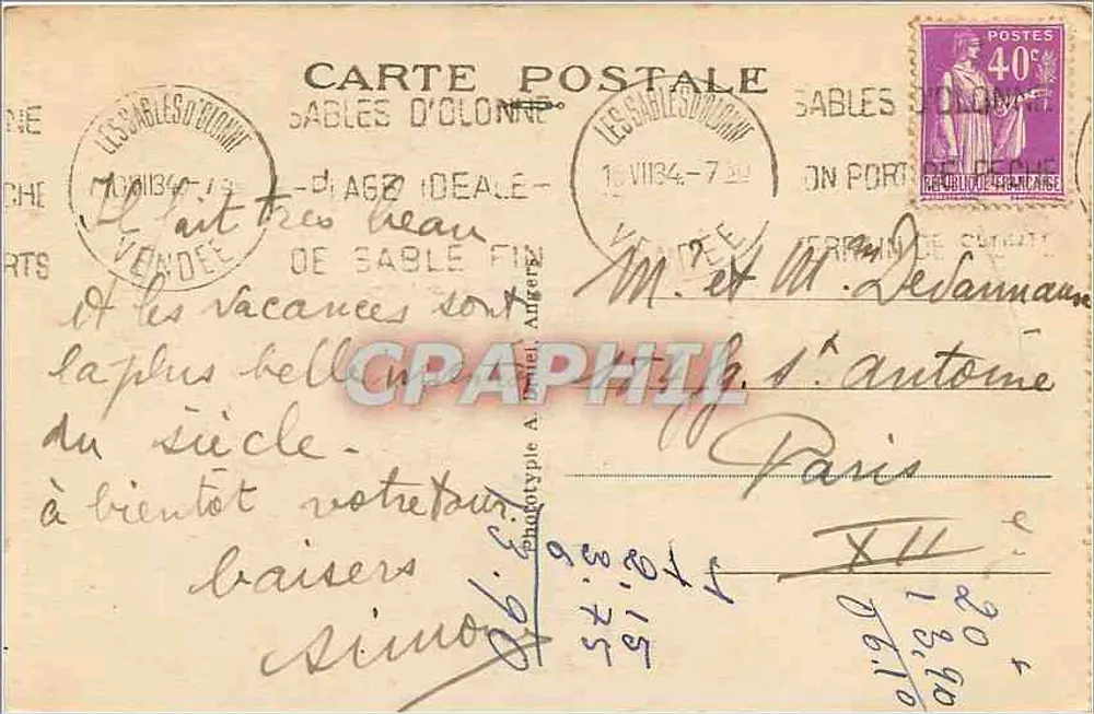 Les Sables-d'Olonne (Vendée) — Il Gouffre del Pozzo d'Enier — A. B. - Verso