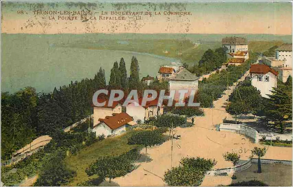Thonon-les-Bains — Il Boulevard de la Corniche, La Pointe de la Ripaille — Editore : n° 98 - Recto