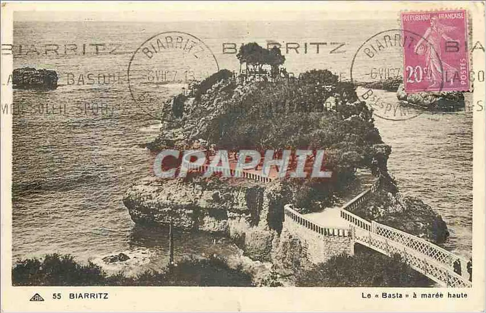 Widok na «Bastia» przy pełnej mierze — Biarritz — wydawca A. Des Améz, nr 55 - Awers