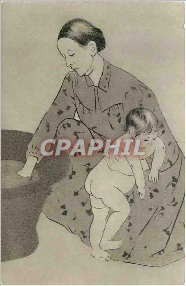 Mãe e filho — cena de banho — Comitê Nacional da Criança, Paris - Frente