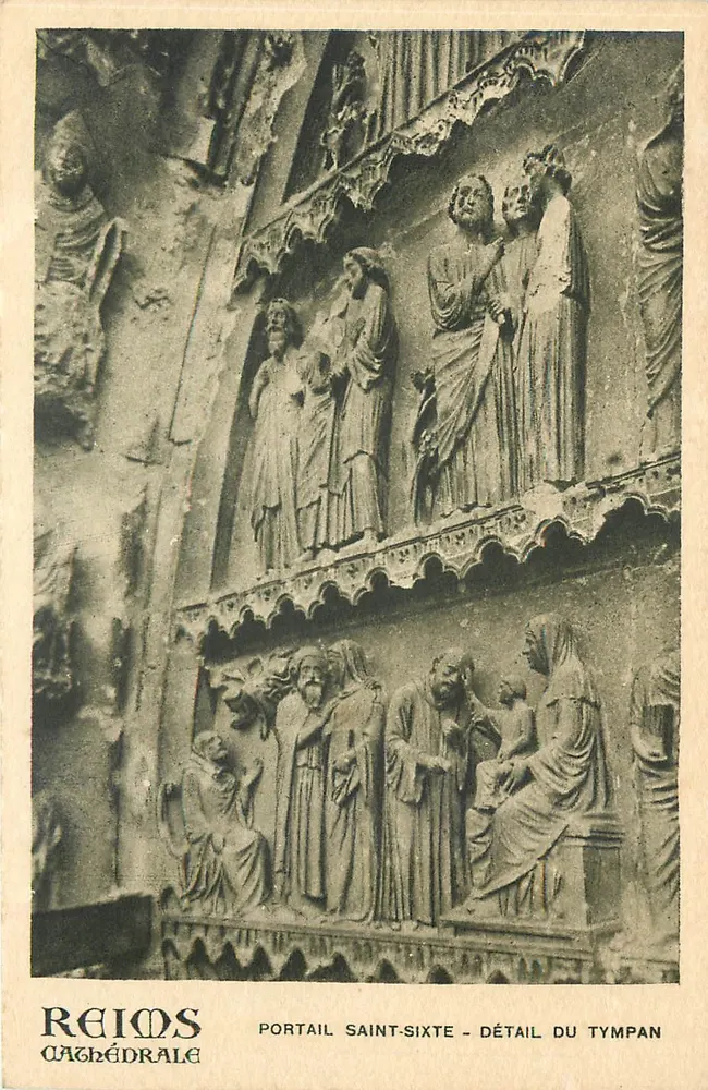 Reims - Kathedrale — Portal Saint-Sixtus - Detail des Tympanons - Vorderseite