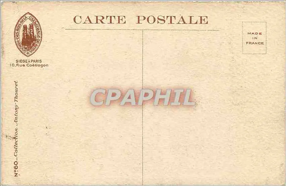 Reims - Cathédrale — Façade Nord — Novembre 1917 — Éditeur , N°60 - Verso