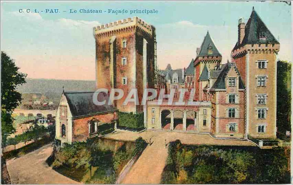 Pau - O Castelo - Fachada principal — C.C. 1 — editor Carrache, Pau - Frente