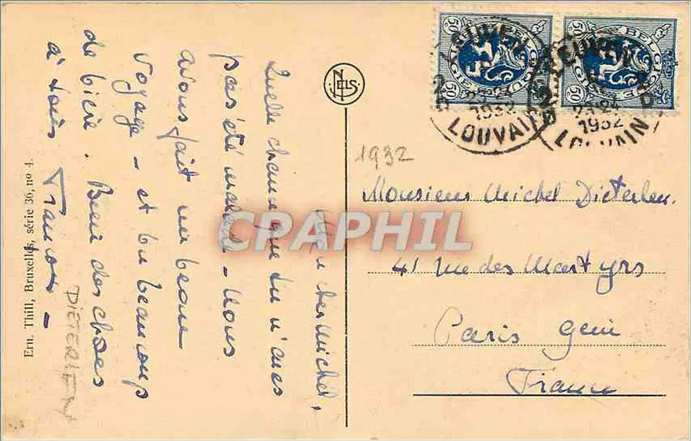 Louvain — Stadthaus und Kirche Saint-Pierre — Verlag NELS, Serie 36 - Rückseite