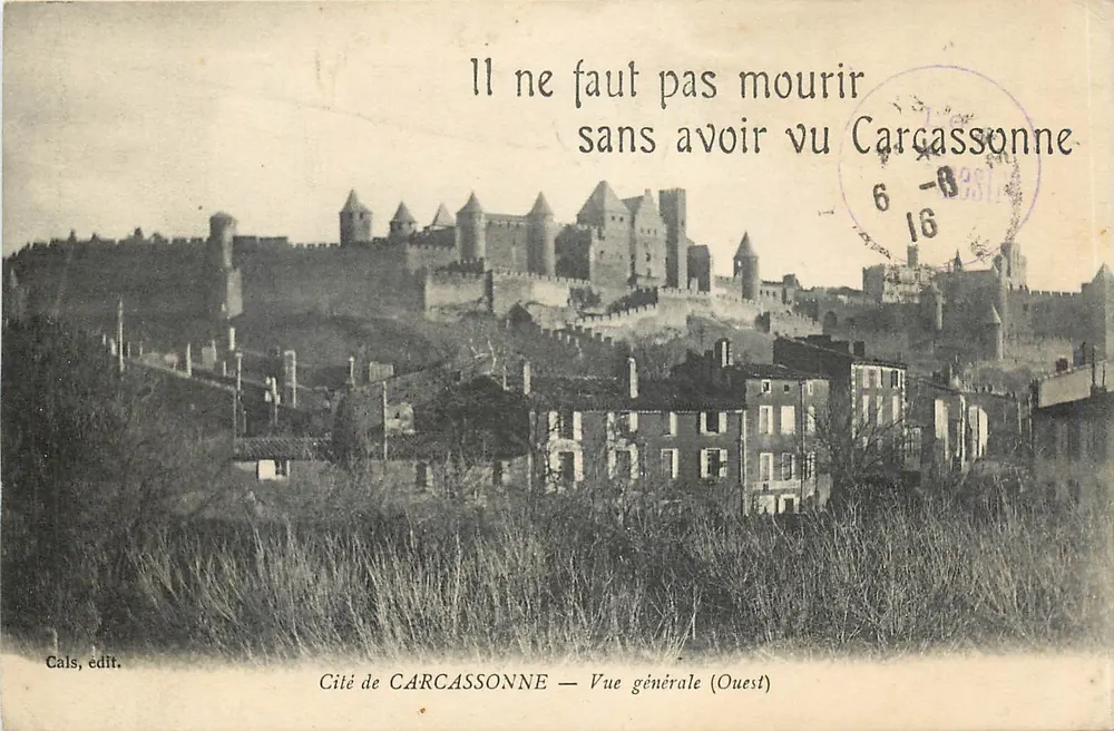 Cidade de CARCASSONNE — Vista geral (Oeste) — Cals, edit. - Frente