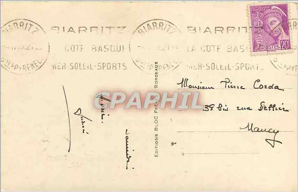 Biarritz — O Rocher da Virgem — Tito - Verso