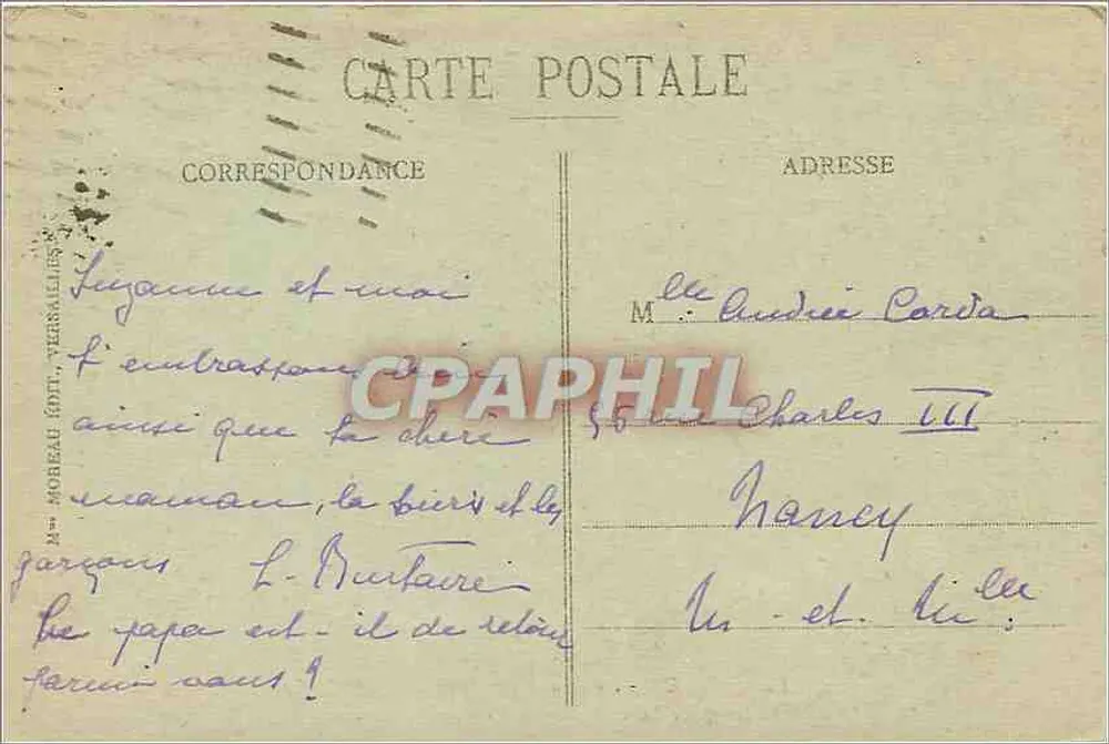 Versailles - Palais du Petit Trianon sur les Jardins - éditeur non visible, n° de série 22 - Verso