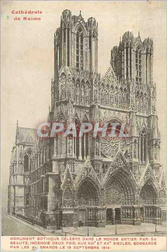 Catedral de Reims — Monumento gótico famoso no mundo inteiro — La Rénovatrice, Bayonne - Frente