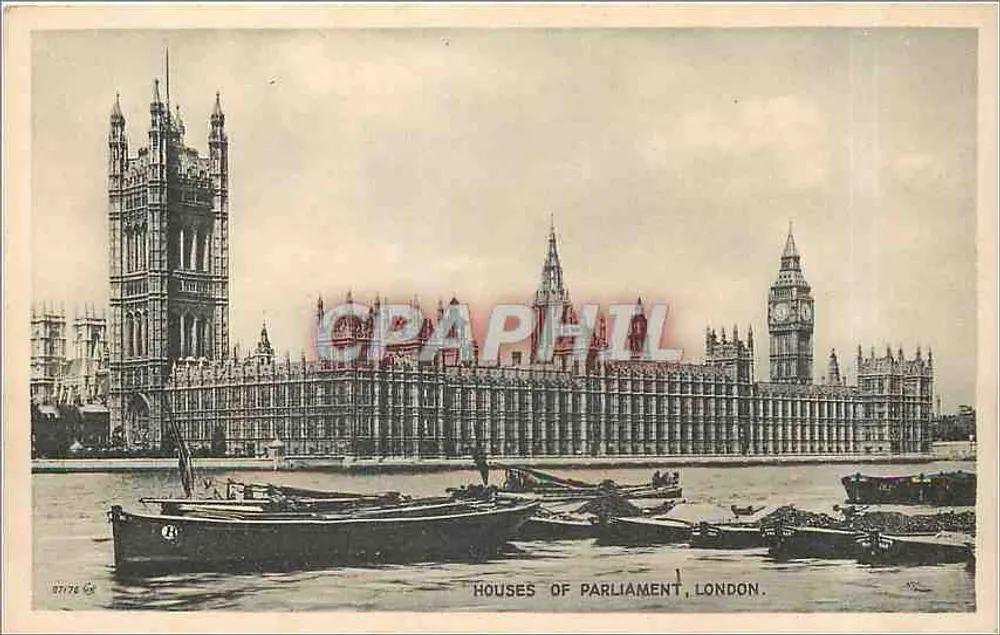 Häuser des Parlaments, London — Ansicht von der Themse — Valentine's Bromotype Series, n° 87176 - Vorderseite