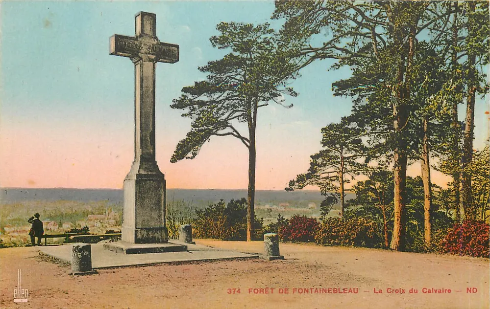Forêt de Fontainebleau — La Croix du Calvaire — Éditeur Elion, n° 374 - Recto