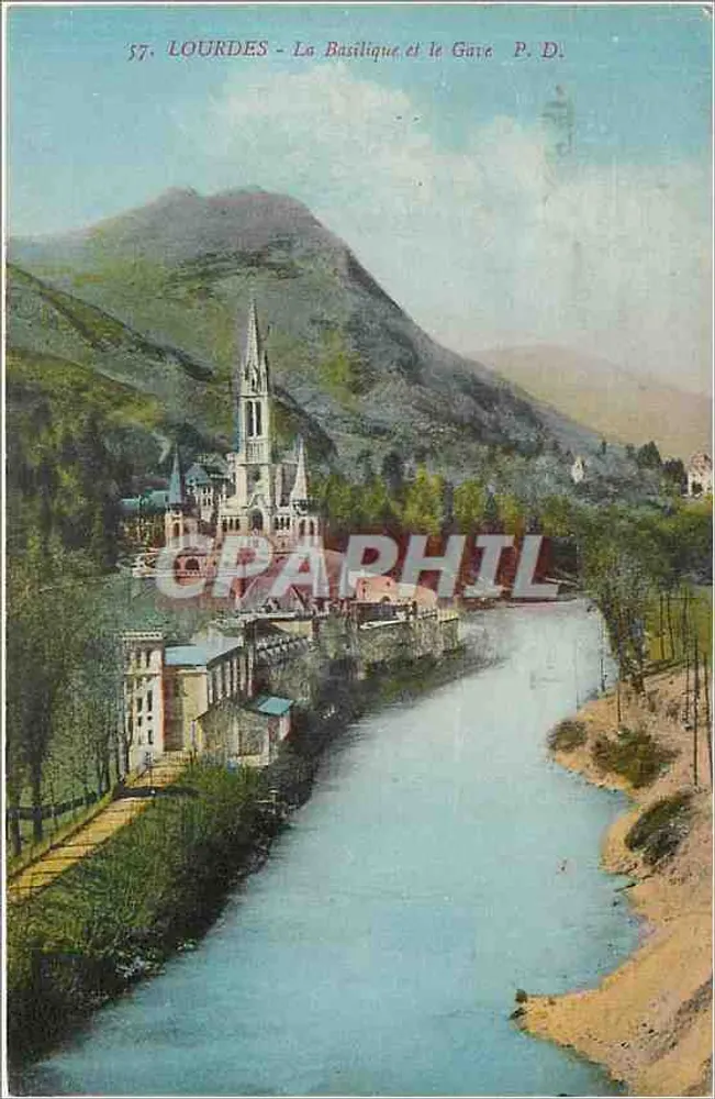 Lourdes - La Basilica e il Gave - P. D. - Recto