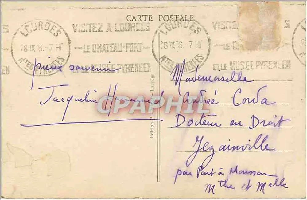 Lourdes - La Basilica e il Gave - P. D. - Verso