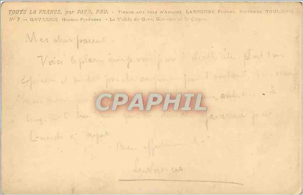 Gavarnie - Hautes Pyrénées — Die Tal der Gave, Gèverne und der Carpon — Verlag Labouche, Toulouse - Rückseite