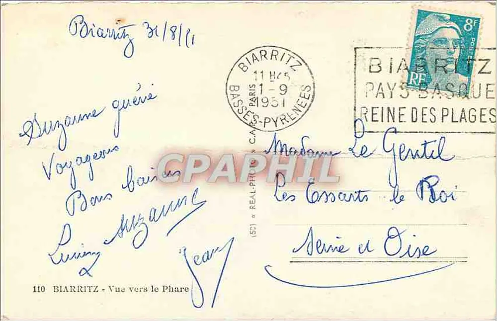 Biarritz — Vista em direção ao Farol — Cabo - Verso
