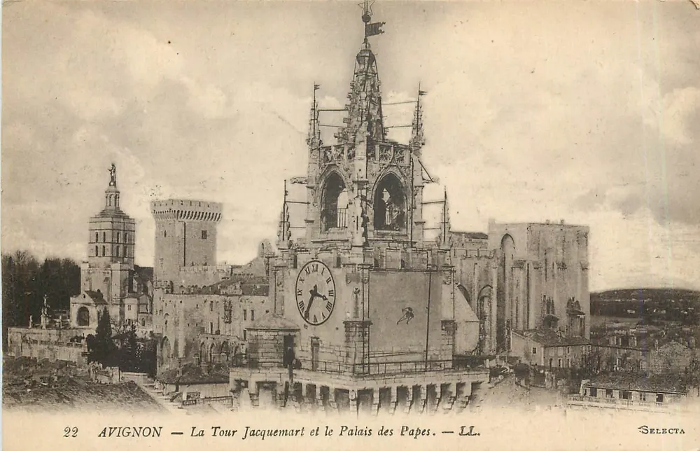 Avignon — Die Jacquemart-Turm und das Palais des Päpste — Selecta - Vorderseite
