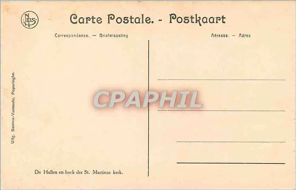 Ruinen von Ypres — Die Hallen und Ecke der Kirche Saint-Martin — N. HS - Rückseite