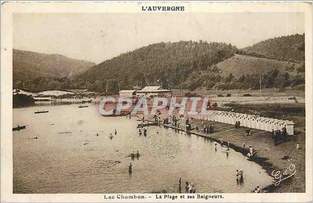 Lac Chambon — Die Strandpromenade und ihre Schwimmer — C. Gouffé, Verlag - Vorderseite