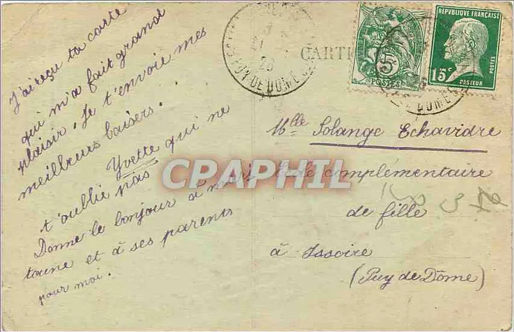 Notre Auvergne (Région du Puy-de-Dôme) — scène de village avec enfants — éditeur Antonin Meniel et Régis M. n°6280 - Verso