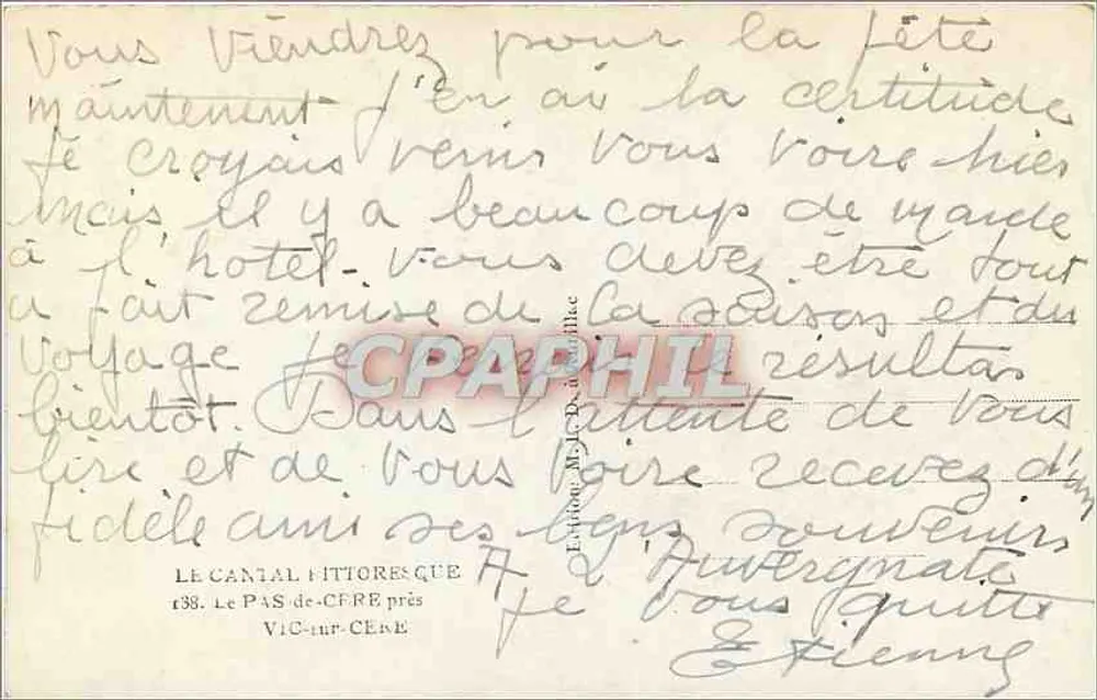 Schlucht — Le Pas de Cère — Verlag Le Cantal Pittoresque, n° 198 - Rückseite