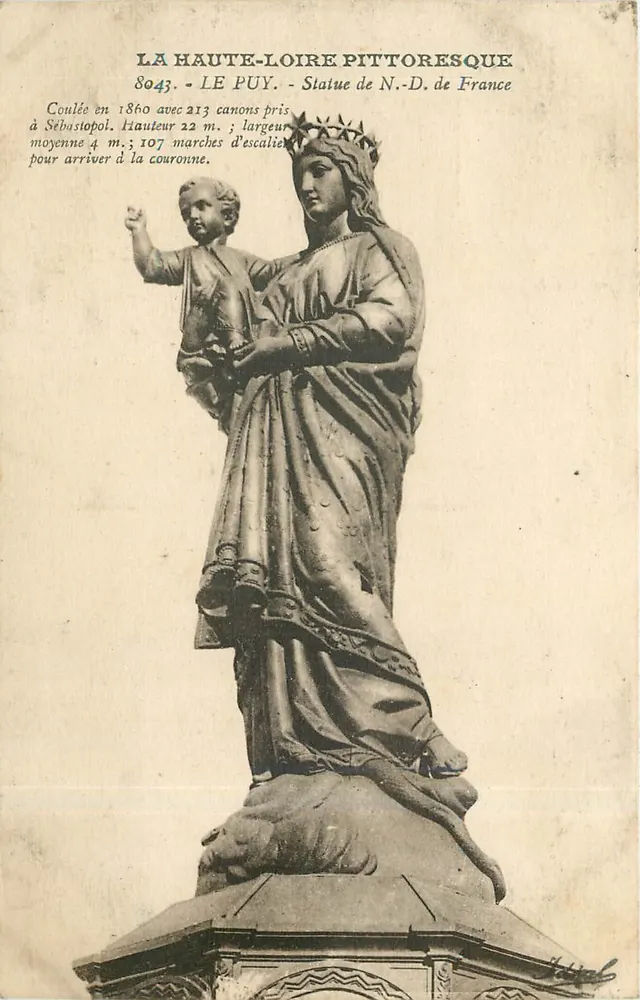 Statue de N.-D. de France à Le Puy — Haute-Loire — éditeur SAVIERGE COLOSSALE - Recto
