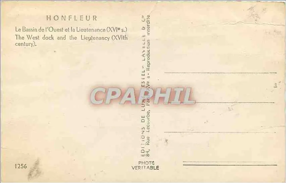 Honfleur — Ansicht des Westbeckens und der Lieutenantcy (16. Jahrhundert) — Éditions de Lune Estel - Rückseite
