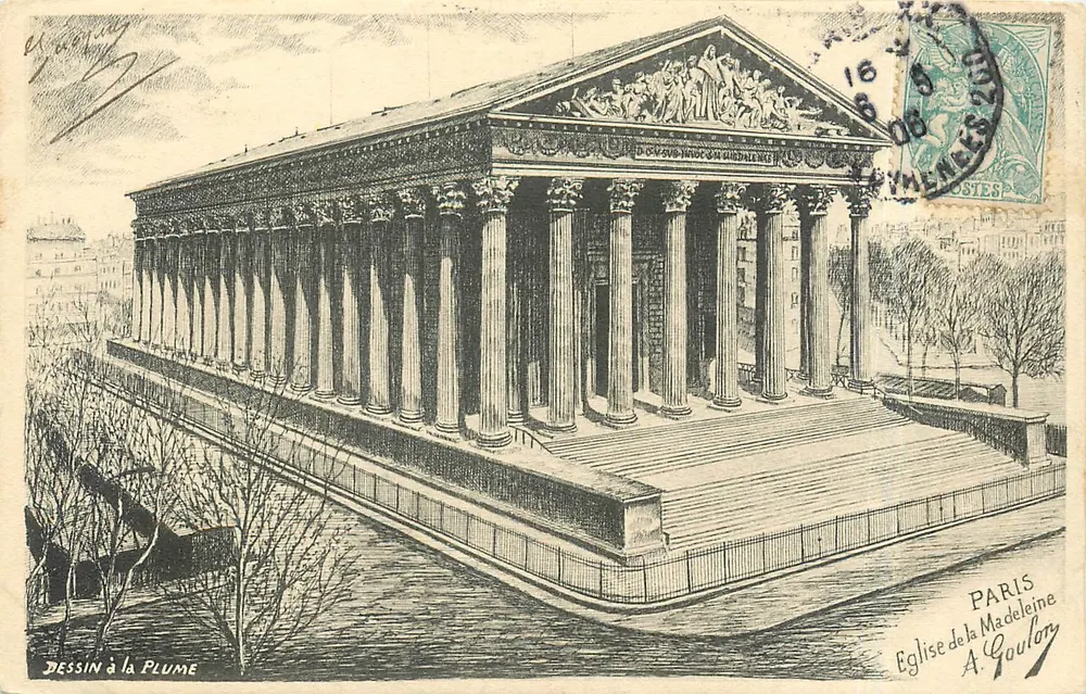 Igreja da Madeleine — Paris — Desenho à Caneta - Frente