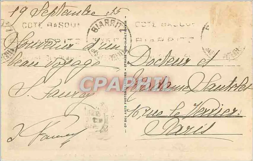 Biarritz - Le Rocher de la Vierge par gros temps — n° 210 - Verso