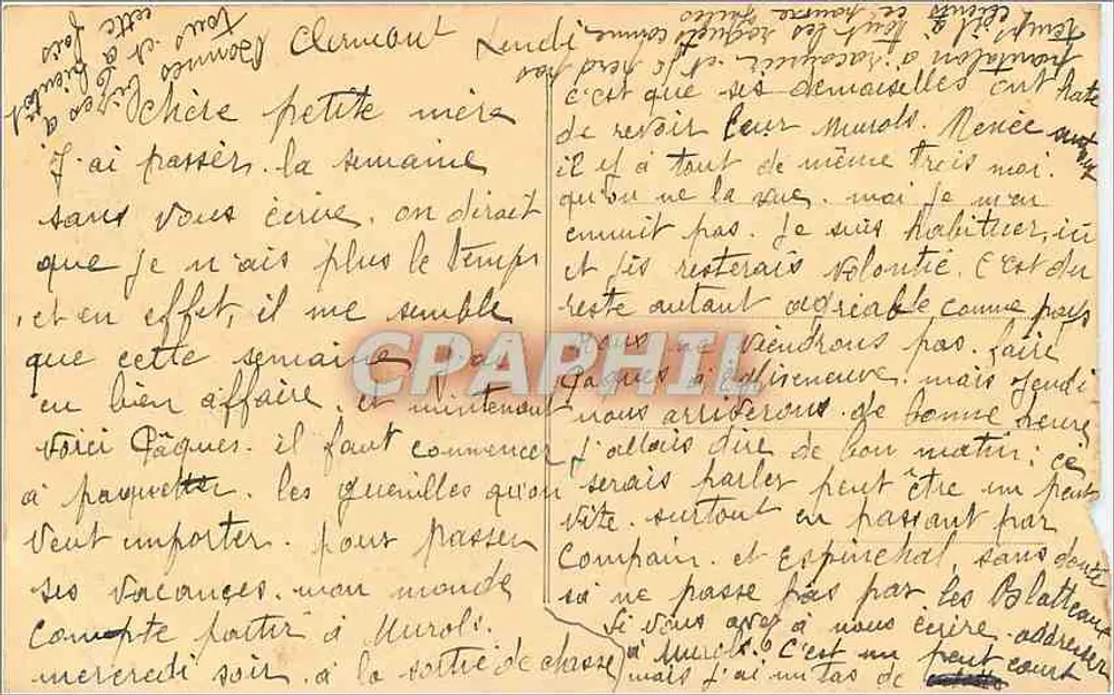 Royat e o Puy-de-Dôme — vista panorâmica — editor desconhecido, n° 60 - Verso