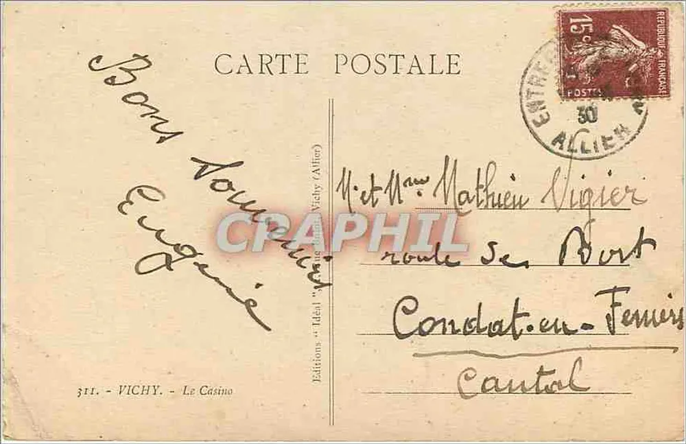 Vichy - O Casino — Edições 'Idéal' (Aline) — n°311 - Verso