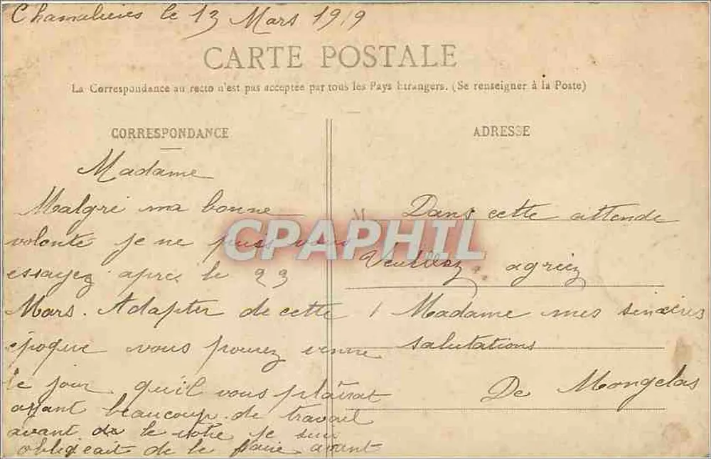 Maintenon (Eure-et-Loir) — Il Castello, lato Sud — Editore E.P. n° 1010 - Verso