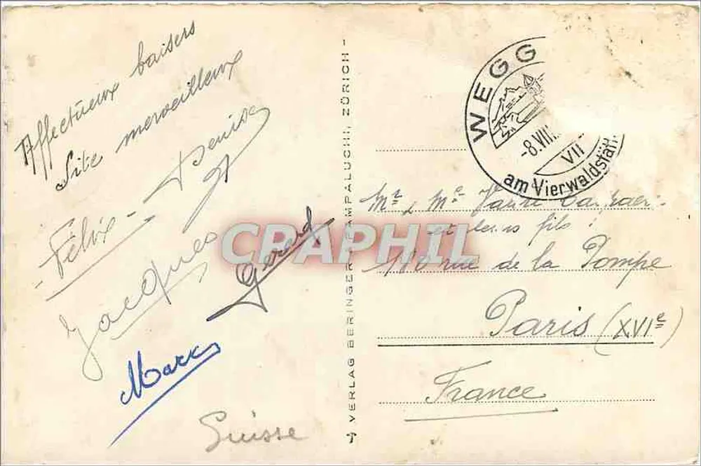 Veggis, Vitznauerstock, Ober- und Niederbauen, Schwalmis — Panoramablick auf den See — Verlag J. VERLAG - Rückseite