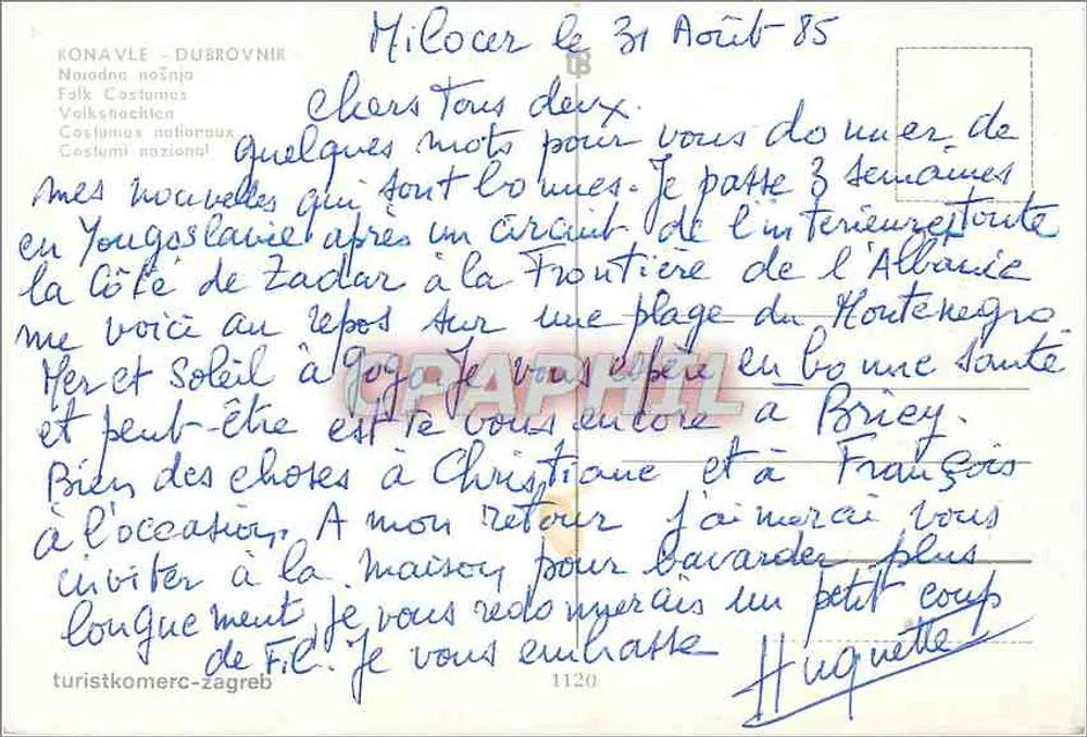 Mulher em traje folclórico — Konavle, DUBROVNIK — touristkomerc-zagreb - Verso