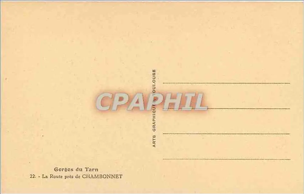 Gorges do Tarn — A Estrada perto de Chambonnet — Arts Graphique Toulouse - Verso